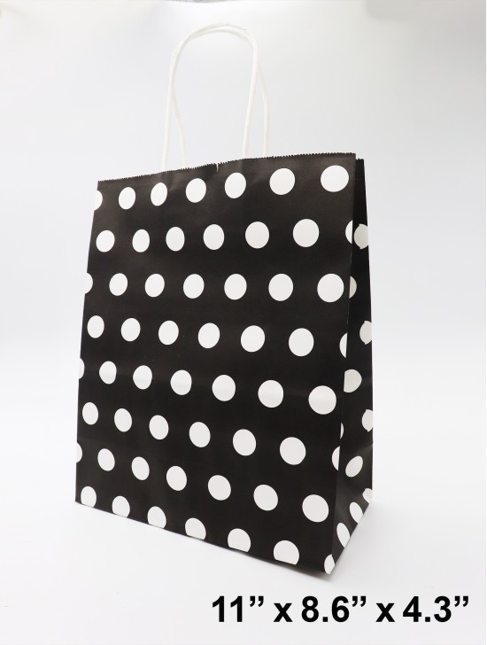 Polka Dot Design Kraft Paper Gift Bags(12Pcs) 11"X 8.6"X  4.3"